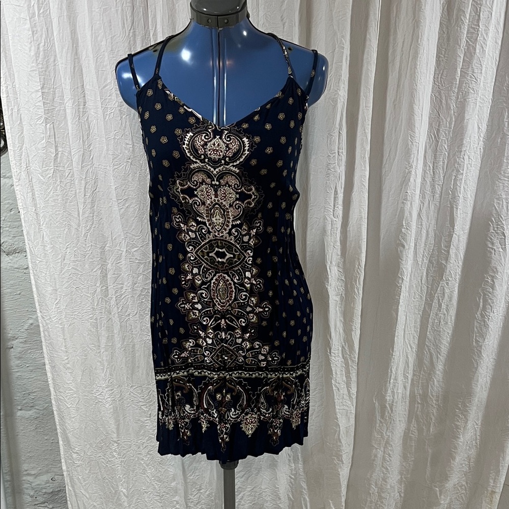 Bohemian Navy Spaghetti Strap Dress